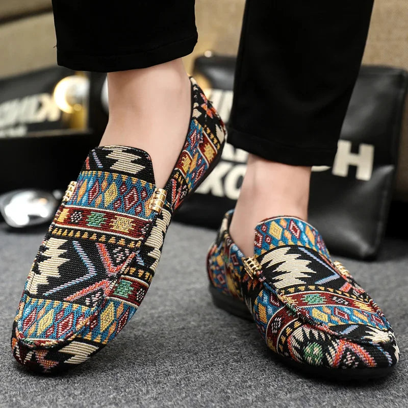 Men's Moccasins with Woven Patterns