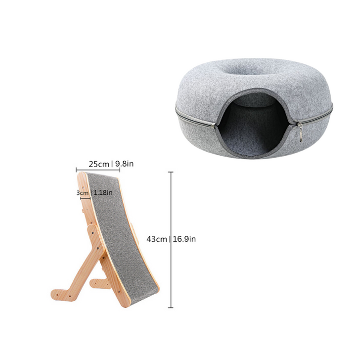 Cat's Play & Lounge Set: Ergonomic Scratcher & Cozy Hideaway