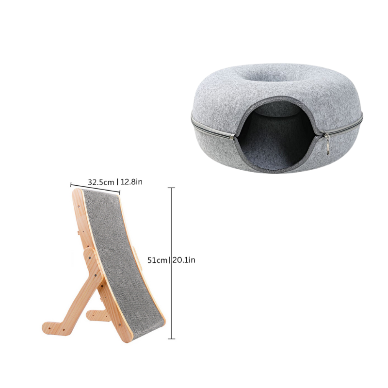 Cat's Play & Lounge Set: Ergonomic Scratcher & Cozy Hideaway