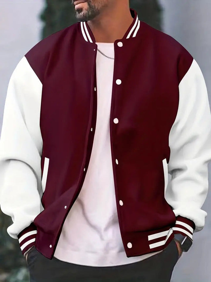 Modern Baseball Jacket for Men with Ribbed Cuffs
