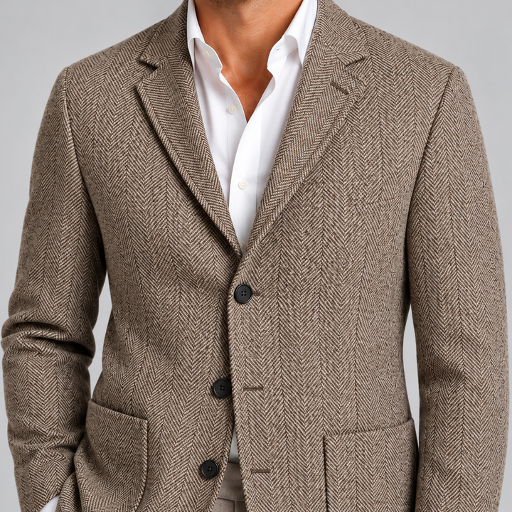 Men's Montarello Blazer, Tailored Chevron Suit Jacket