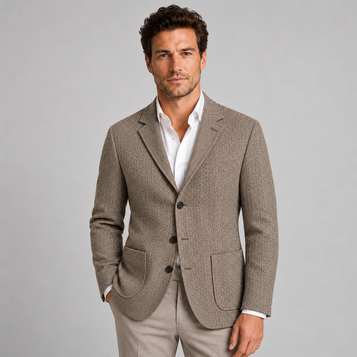Men's Montarello Blazer, Tailored Chevron Suit Jacket