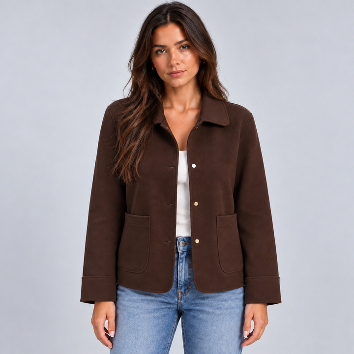 Montarello Women's Overshirt Jacket Collared Button Front