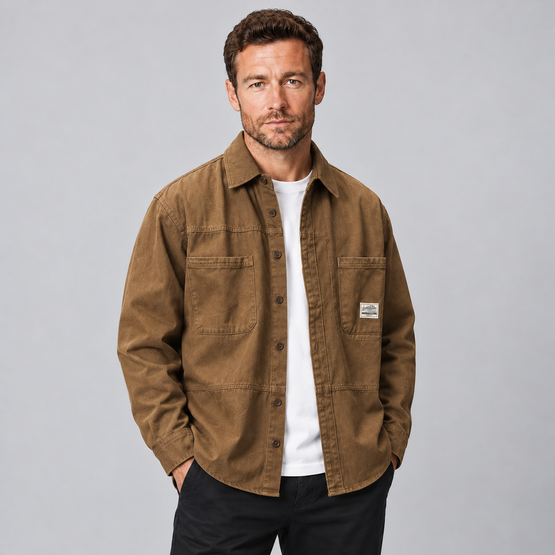 Montarello Utility Overshirt for Men, Multi-Pockets, in Cotton