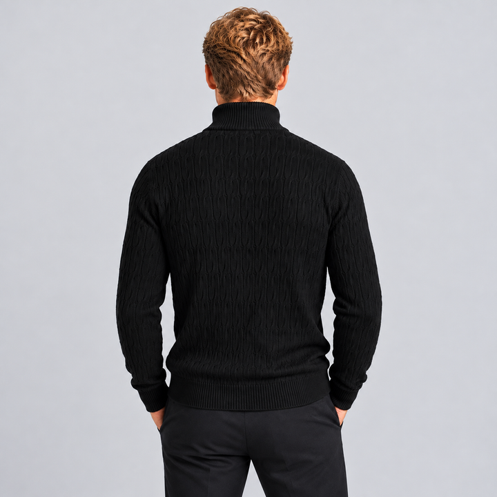 Men's Montarello Textured Quarter Zip Sweater with Funnel Neck