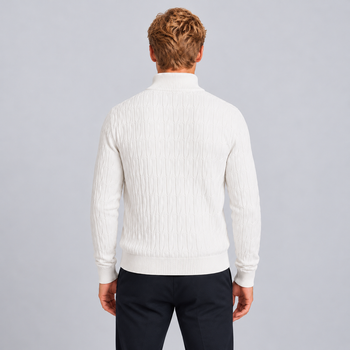 Men's Montarello Textured Quarter Zip Sweater with Funnel Neck