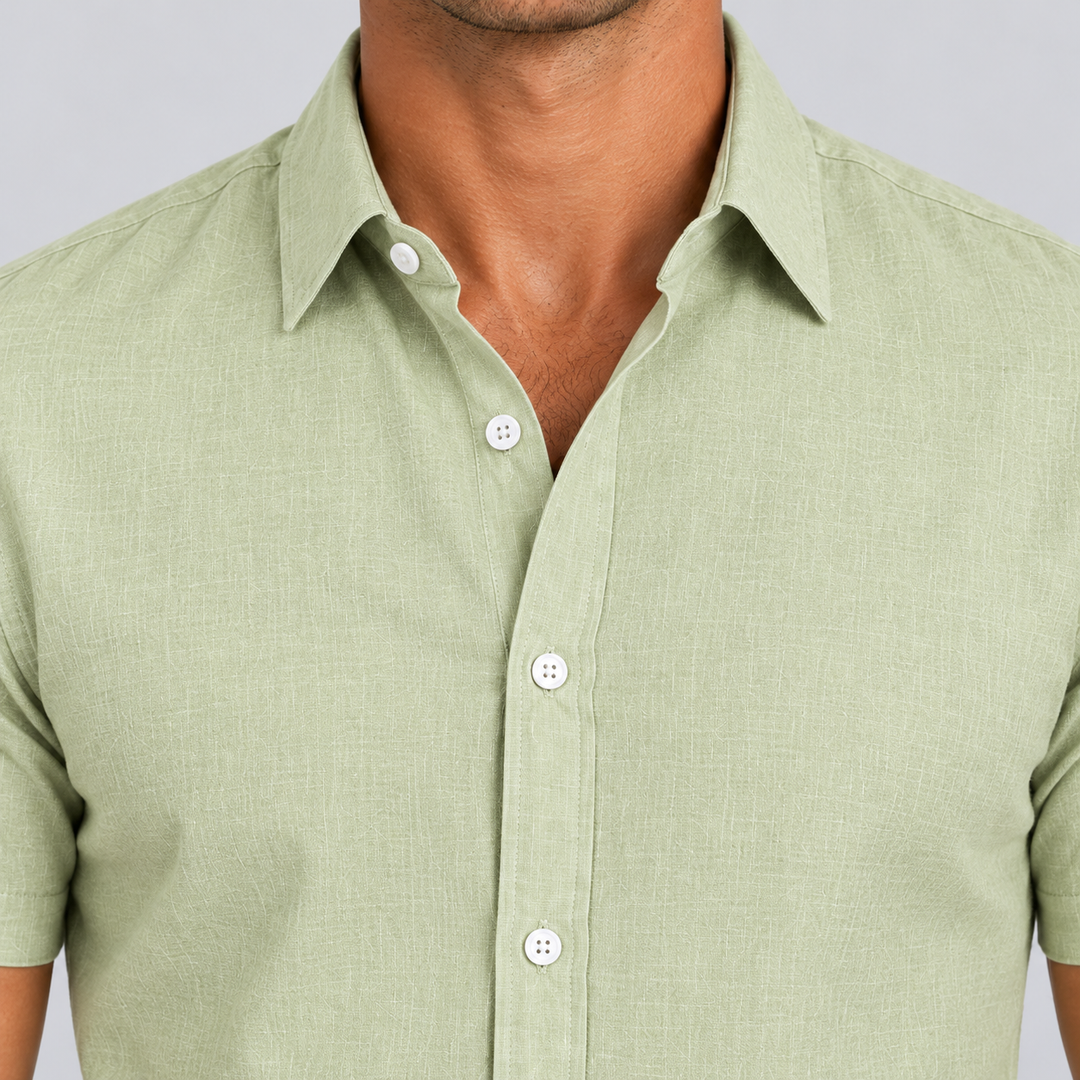 Fitted Short Sleeve Summer Shirt, Linen Look, for Men Montarello