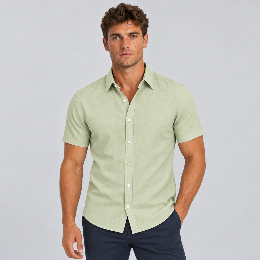 Fitted Short Sleeve Summer Shirt, Linen Look, for Men Montarello