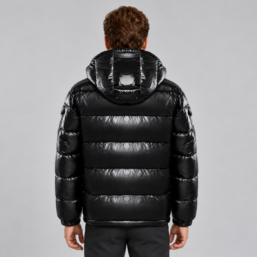 Montarello Men's Puffer Jacket Glossy Hooded Full Zip