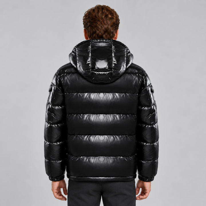 Montarello Men's Puffer Jacket Glossy Hooded Full Zip