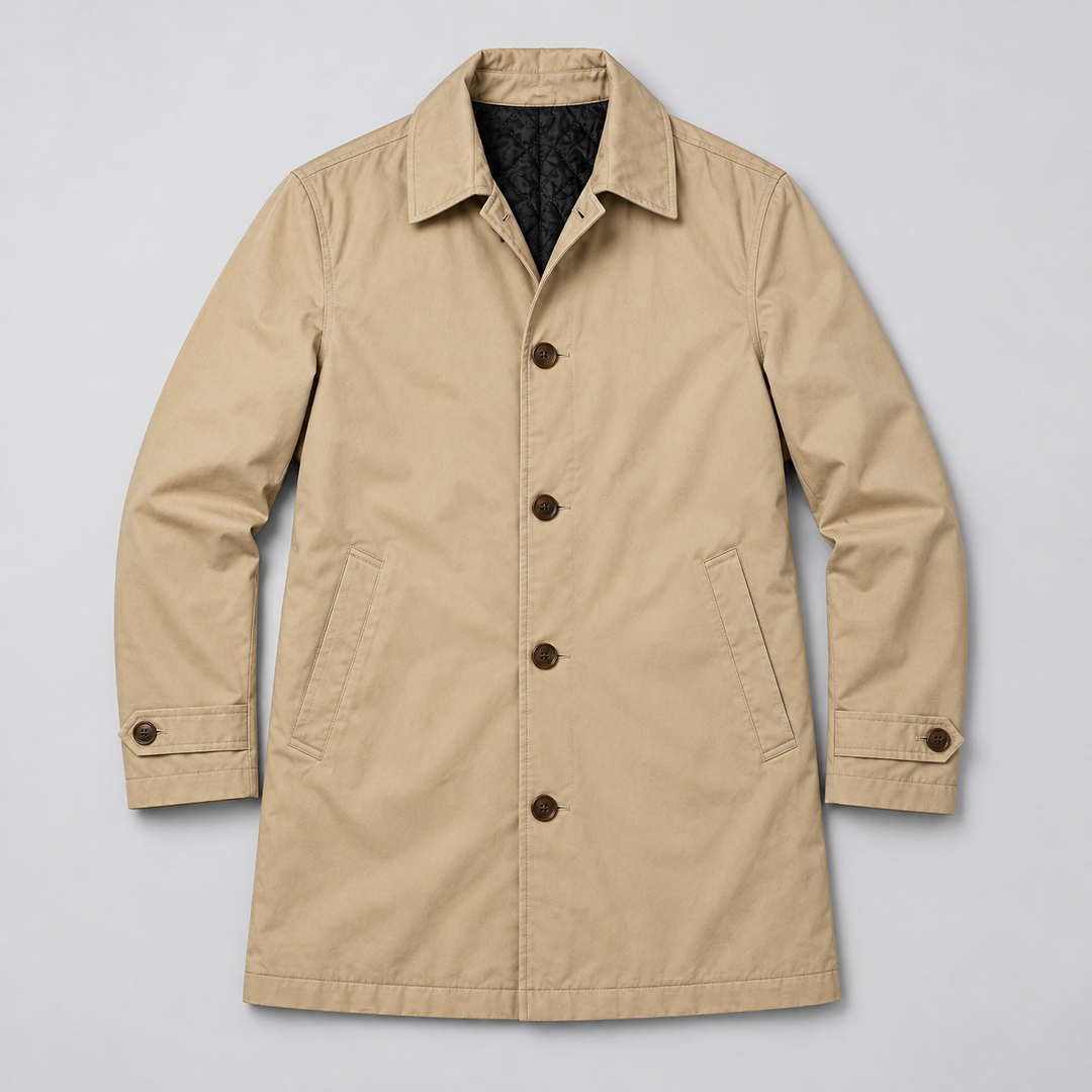 Montarello Men's Coat, Tailored Fit, Long, Buttoned Front