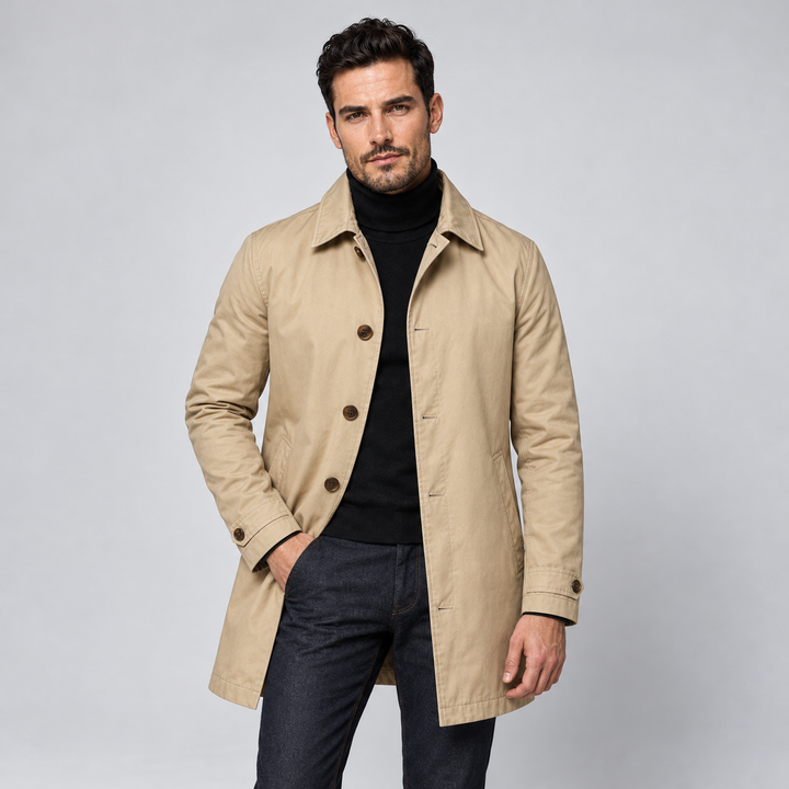 Montarello Men's Coat Tailored Longline Button Front