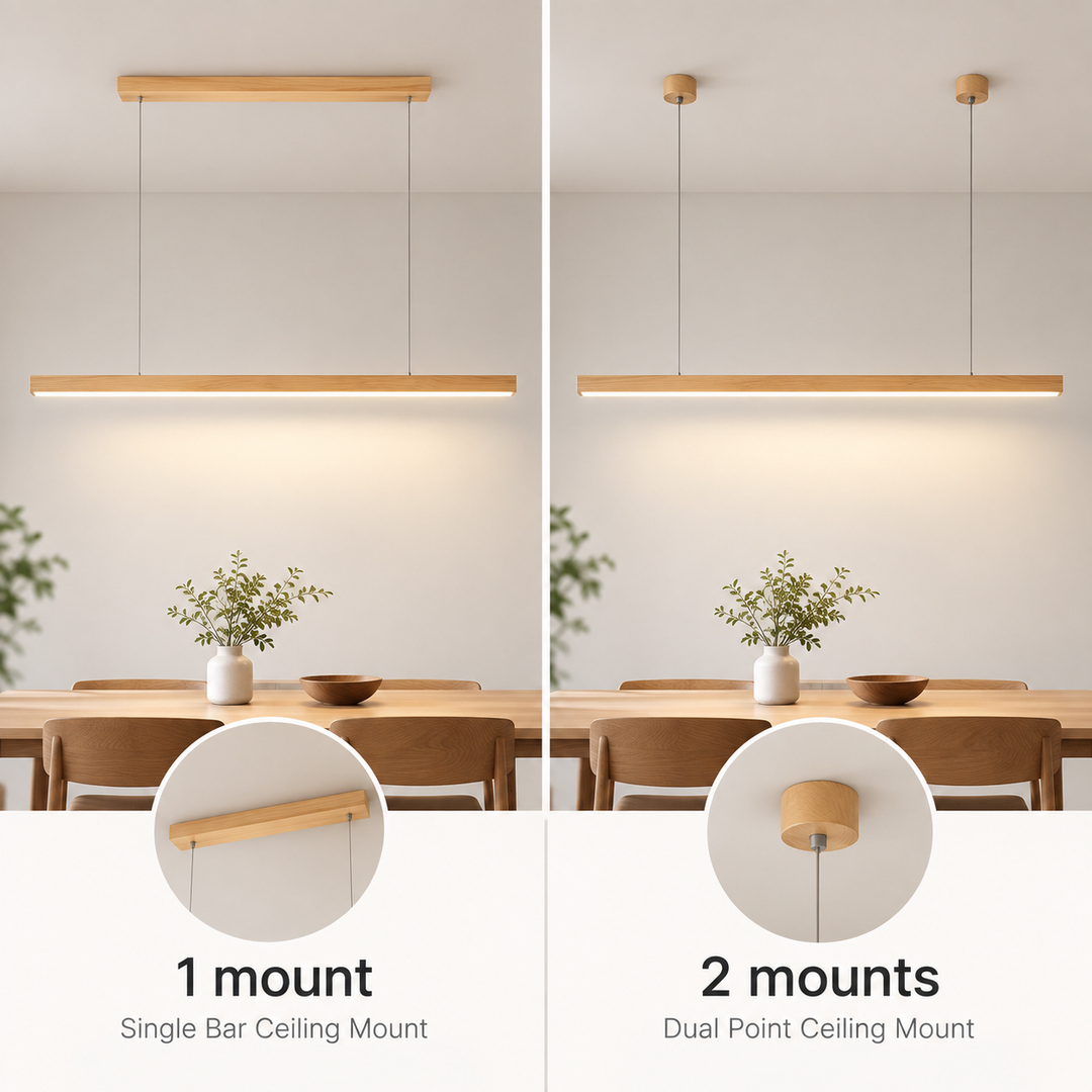 Wooden LED Pendant Lamp with Slim Beam - Linear Design