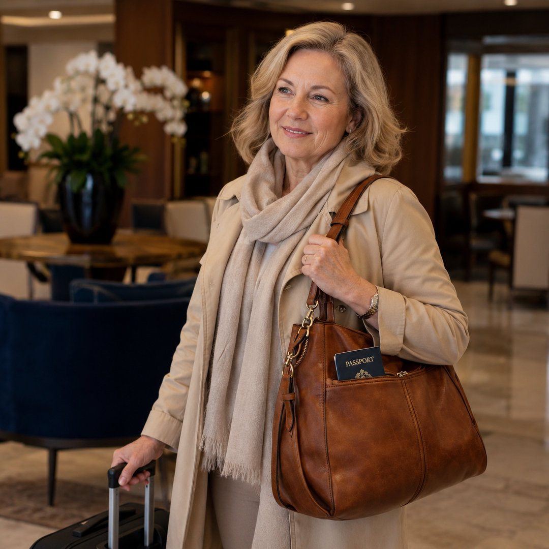 Agathe Anti-theft Leather Bag + Free Pouch - Elena Harper