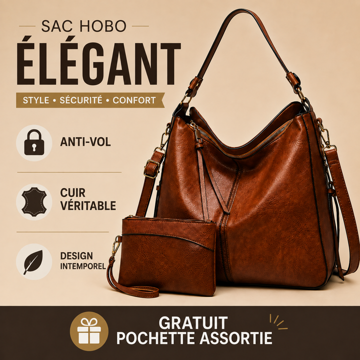 Agathe Anti-theft Leather Bag + Free Pouch - Elena Harper