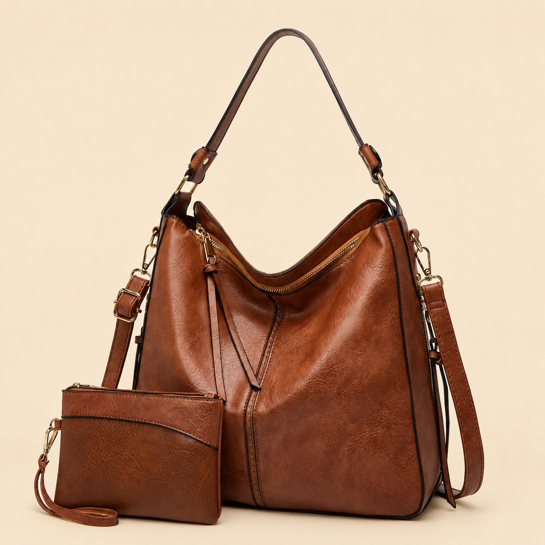 Agathe Anti-theft Leather Bag + Free Pouch - Elena Harper
