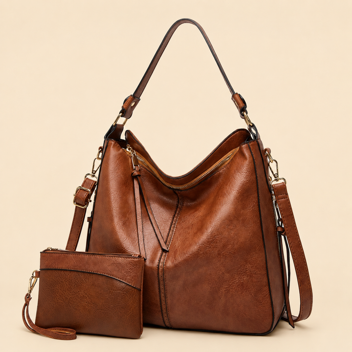 Agathe Anti-theft Leather Bag + Free Pouch - Elena Harper