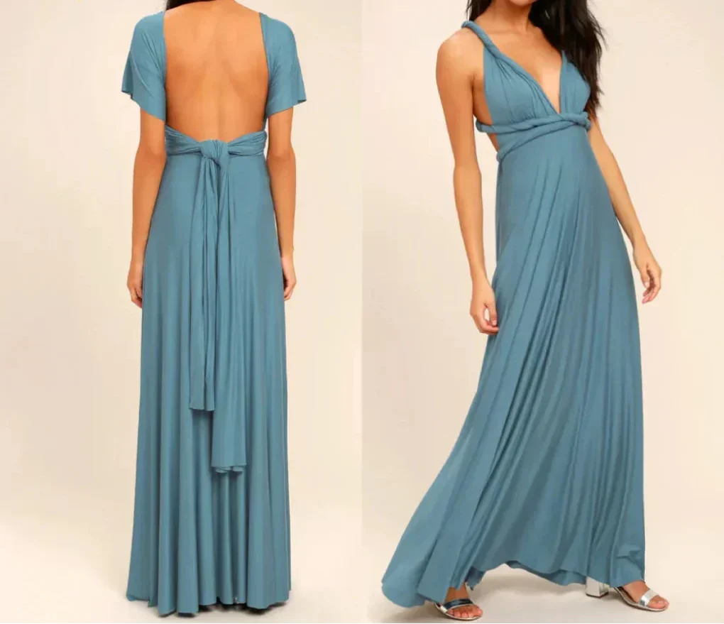 Women's Multiway Wrap Maxi Dress - Convertible Elegant Evening Gown