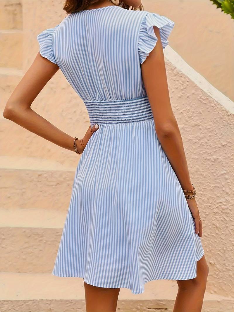 Myra Striped Ruffle Dress - Elena Harper