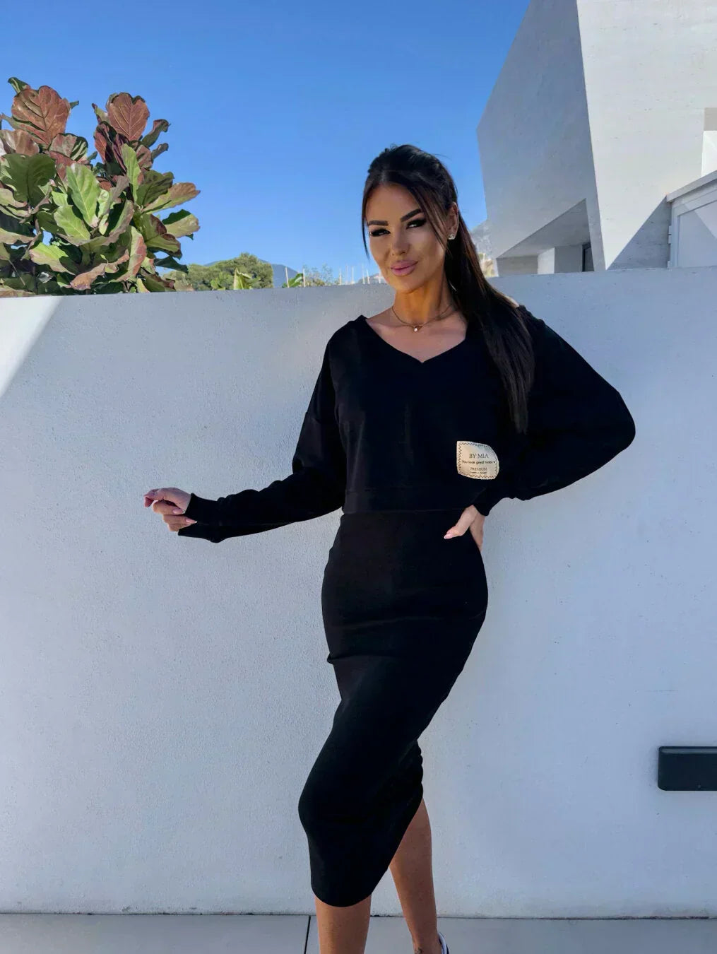 AMAYA – SOFT SWEATER OVERLAY DRESS SET