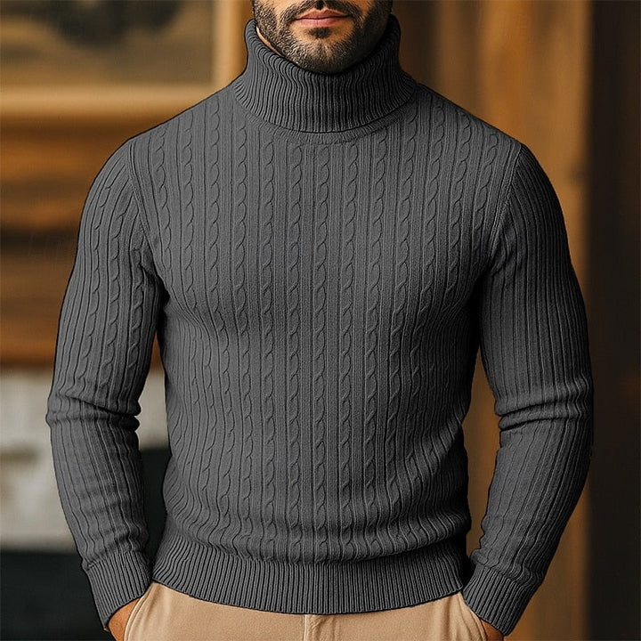Curtis | Men's Cable Knit Turtleneck Sweater with Full Collar