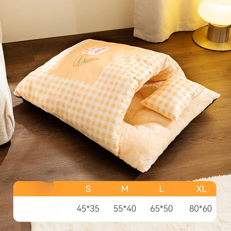 Cat's Plush Snuggle Sleeping Bag Bed for Cozy Naps