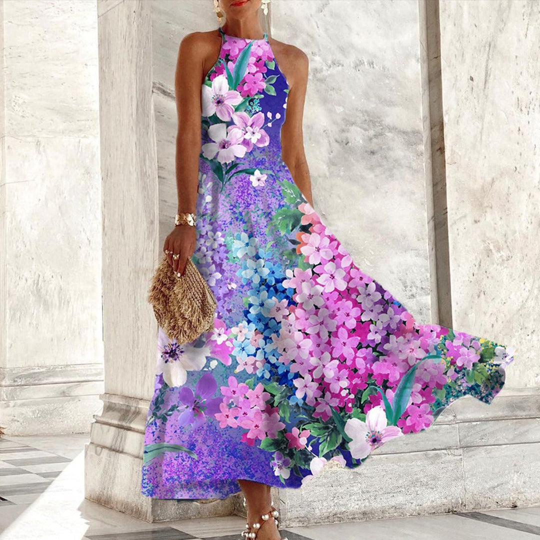 Eileen Halter Neck Long Floral Dress - Elena Harper