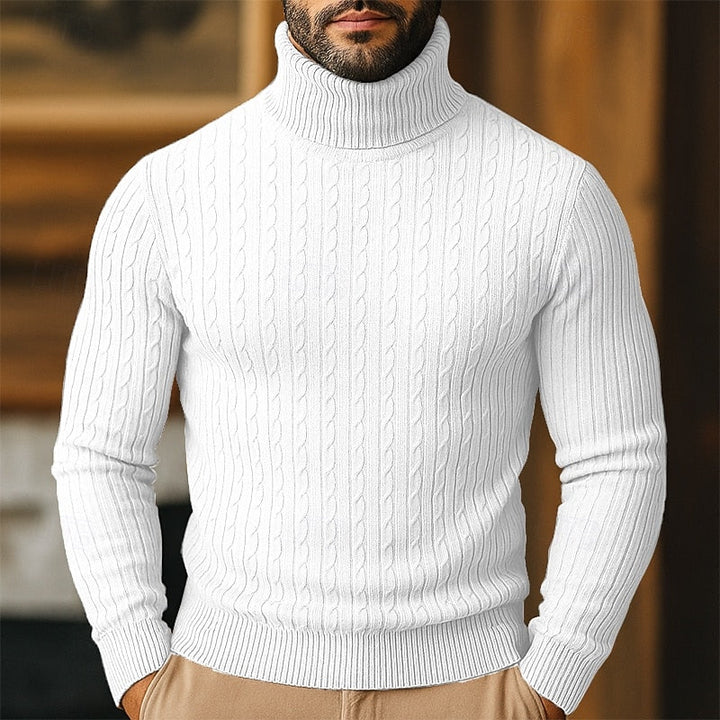 Curtis | Men's Cable Knit Turtleneck Sweater with Full Collar