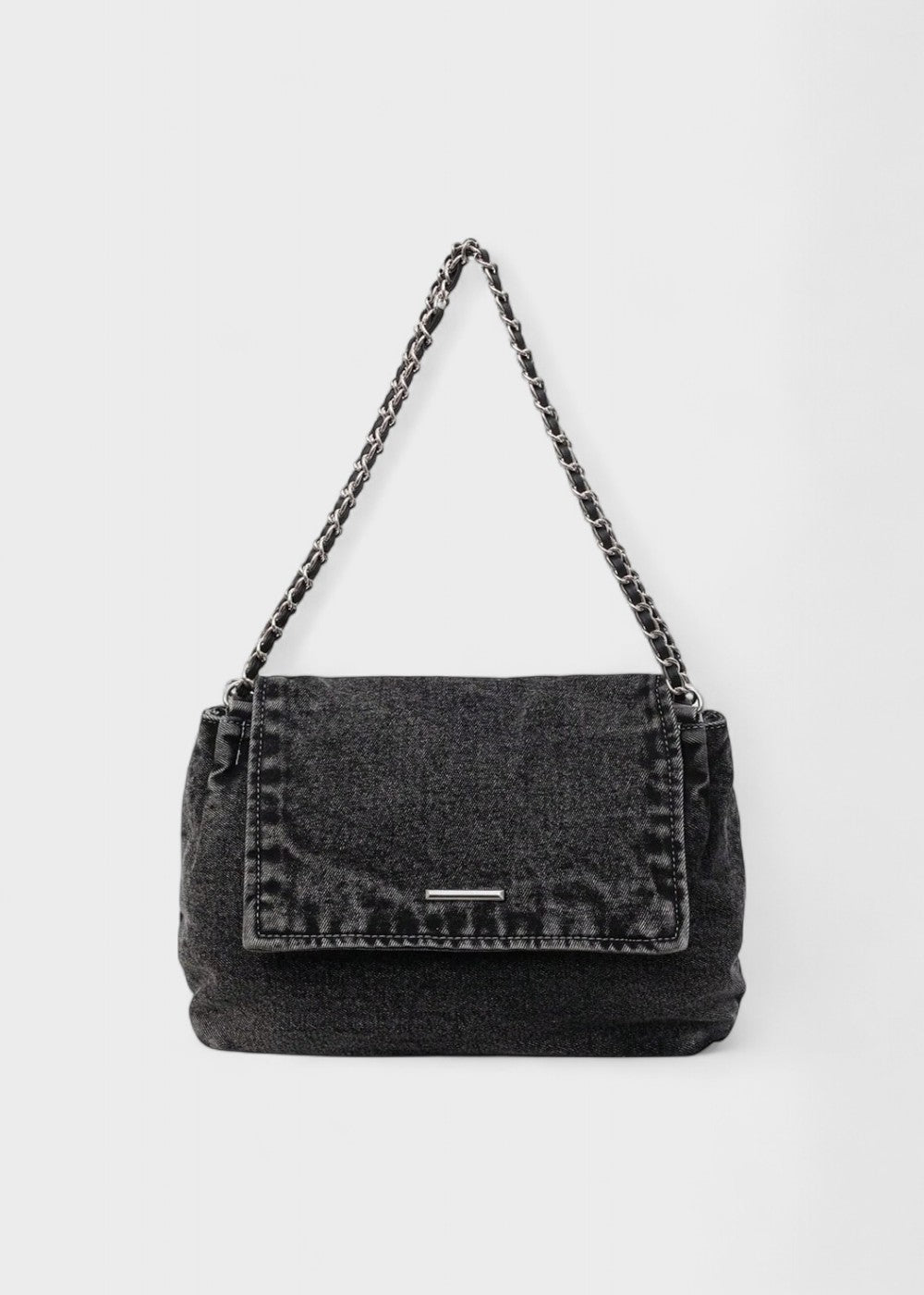 Women's Denim Urban Style Bag with Metal Chain - Briseida