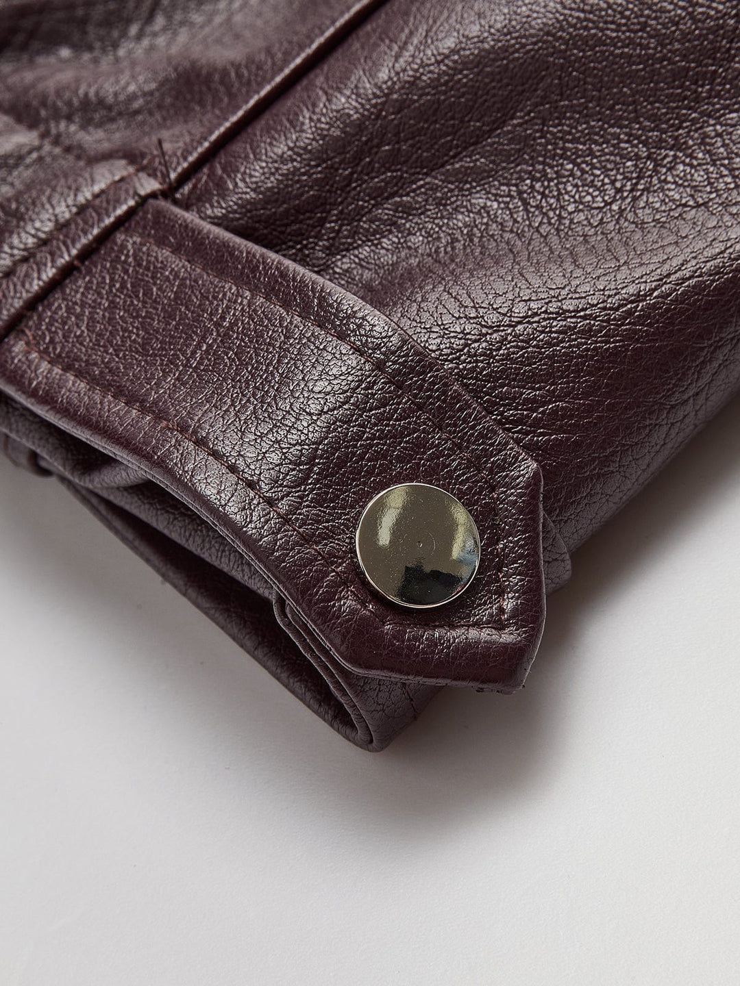 Nonchalant Faux Leather Jacket with Elastic Hem for Women