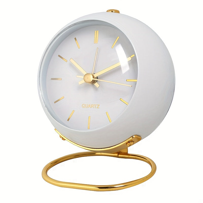 Silent Nordic Desk Clock with Luminous Hands & Metal Frame