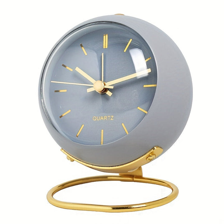Silent Nordic Desk Clock with Luminous Hands & Metal Frame