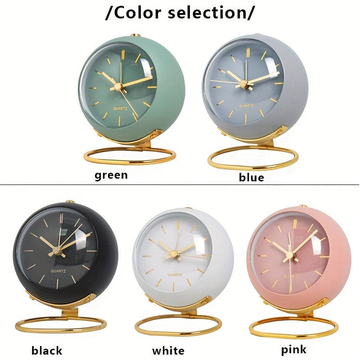 Silent Nordic Desk Clock with Luminous Hands & Metal Frame
