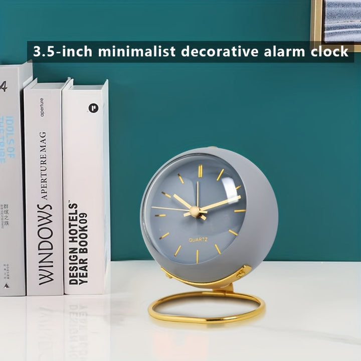Silent Nordic Desk Clock with Luminous Hands & Metal Frame