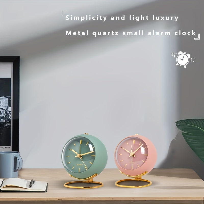 Silent Nordic Desk Clock with Luminous Hands & Metal Frame