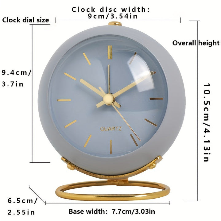 Silent Nordic Desk Clock with Luminous Hands & Metal Frame