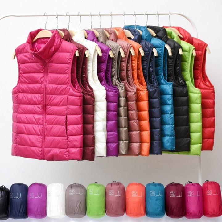 Light Pleated Vest for Women – Down Padding, Elegant