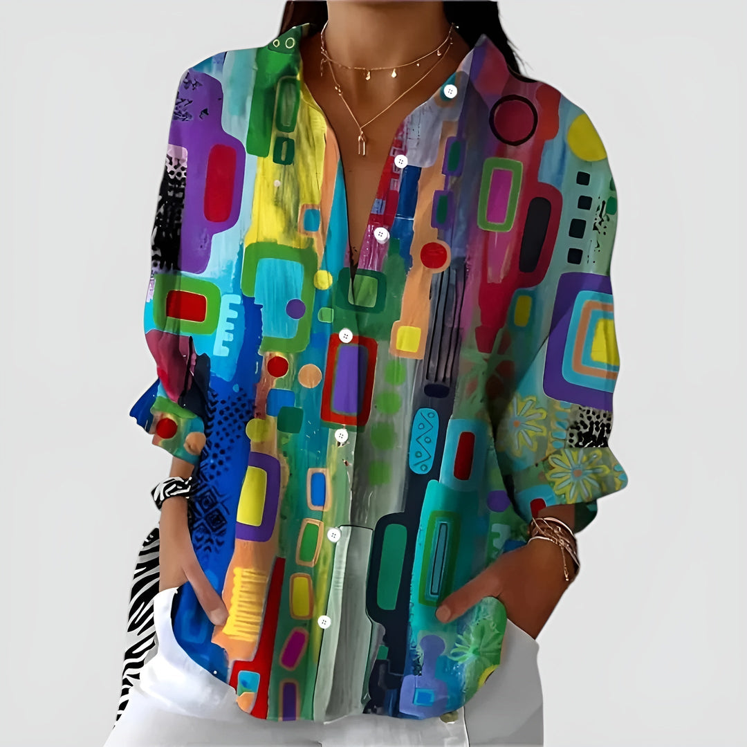 Ava blouse with geometric pattern - Elena Harper