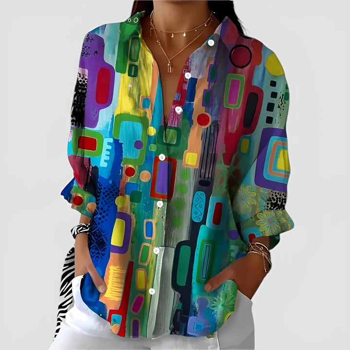 Ava blouse with geometric pattern - Elena Harper