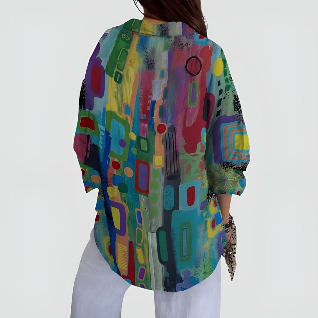 Ava blouse with geometric pattern - Elena Harper