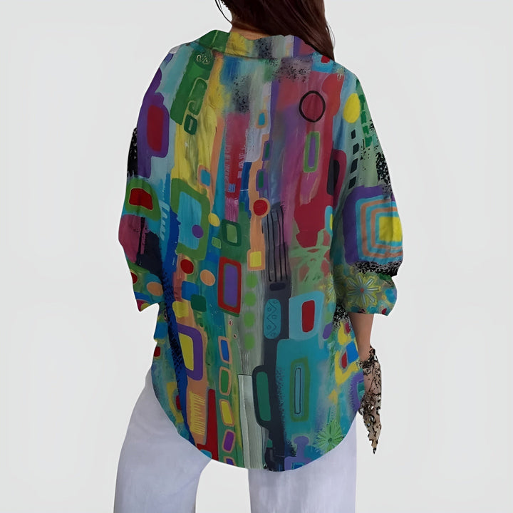 Ava blouse with geometric pattern - Elena Harper