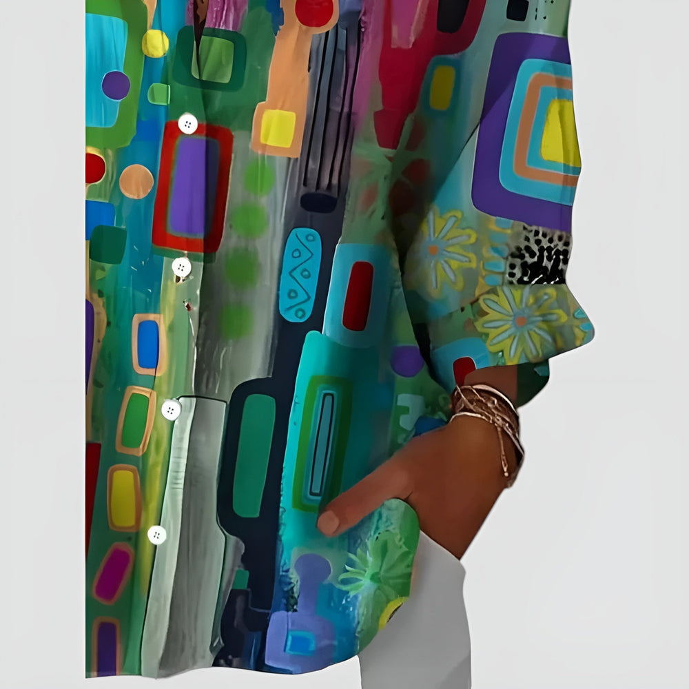 Ava blouse with geometric pattern - Elena Harper
