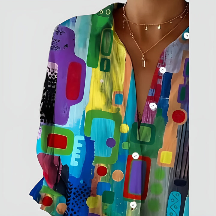 Ava blouse with geometric pattern - Elena Harper