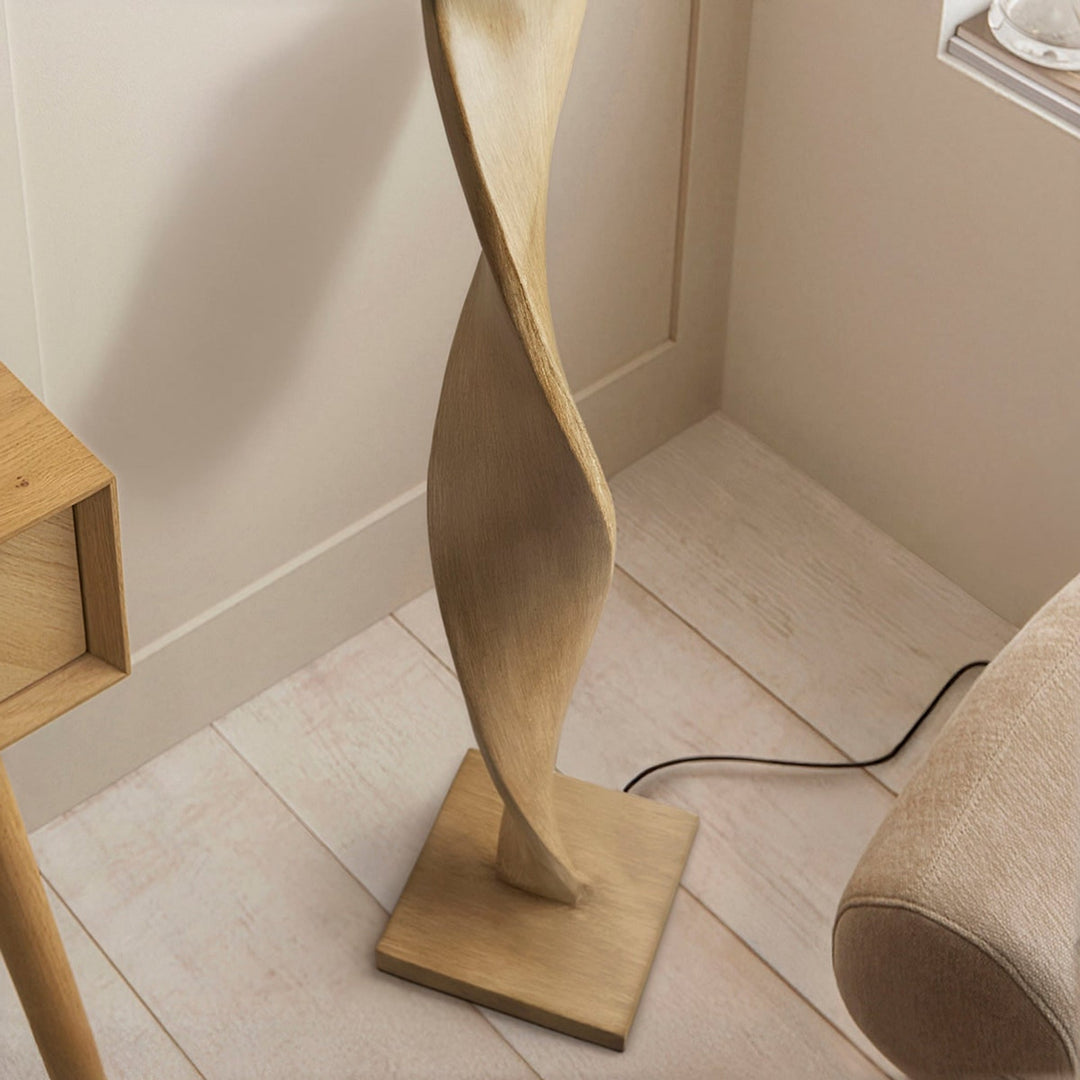 Oak Wood Twisted Floor Lamp