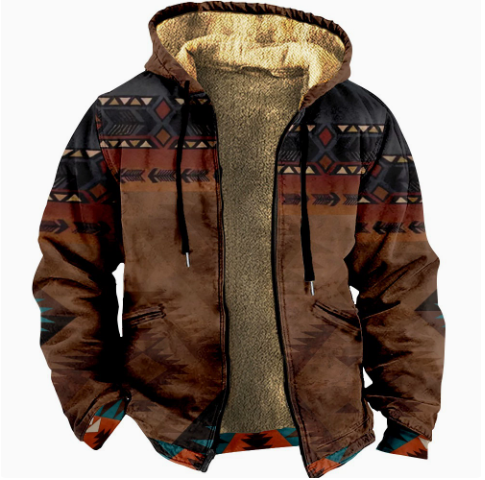 Olaf Warmly Lined Hooded Jacket in Ethno Style - Elena Harper