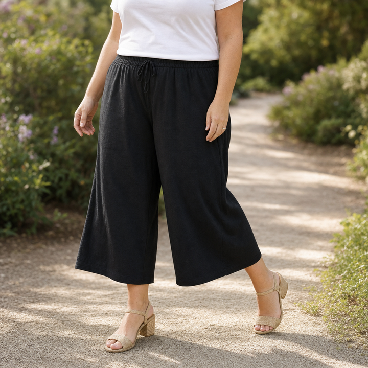 Calmara Cropped Wide-Leg Drawstring Pants - Elena Harper