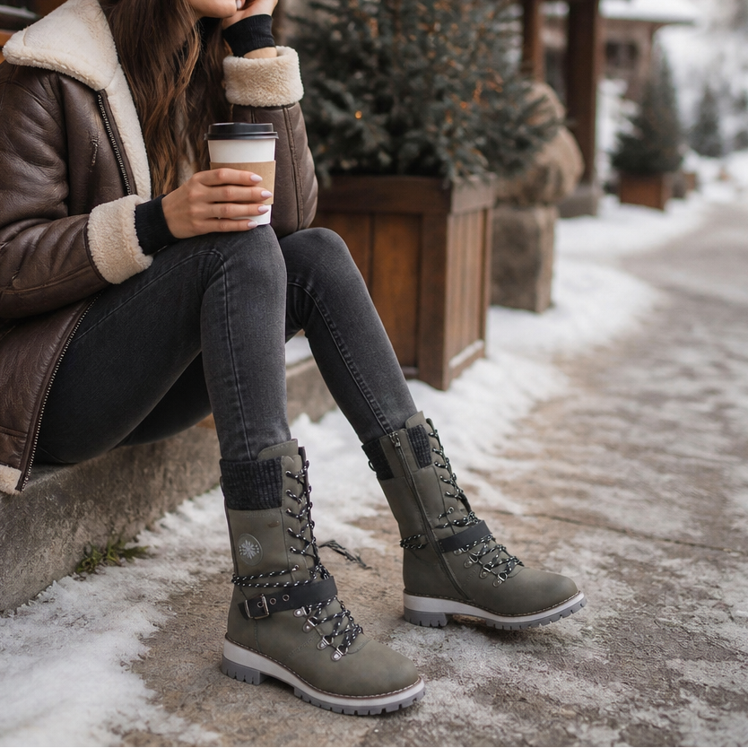 Cozette Knit-Shaft Wide-Foot Winter Boots - Elena Harper