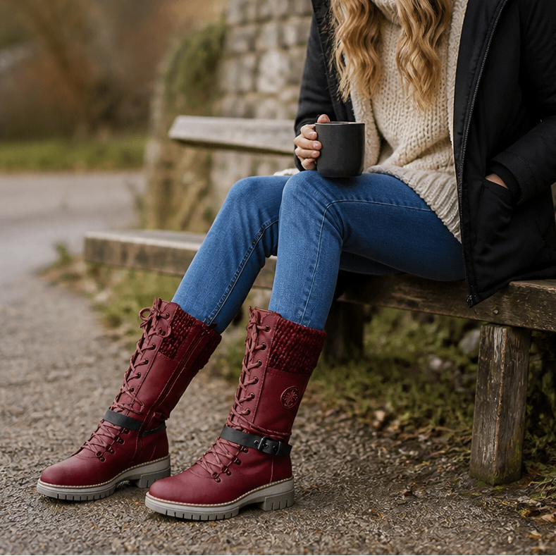 Cozette Knit-Shaft Wide-Foot Winter Boots - Elena Harper
