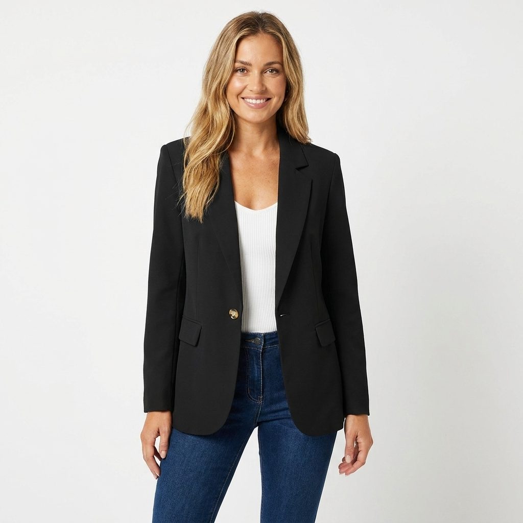 Astrid Single-Breasted Blazer with Notch Lapel for Women - Elena Harper