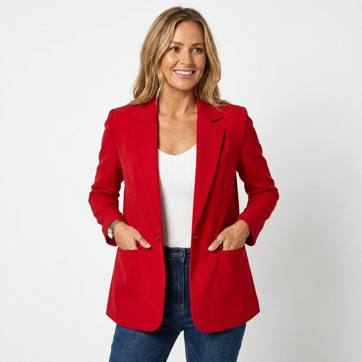 Astrid Single-Breasted Blazer with Notch Lapel for Women - Elena Harper